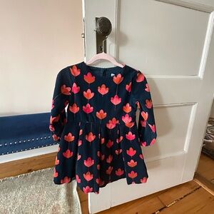 Jacadi Blue and Pink Thin-Wale Corduroy Dress